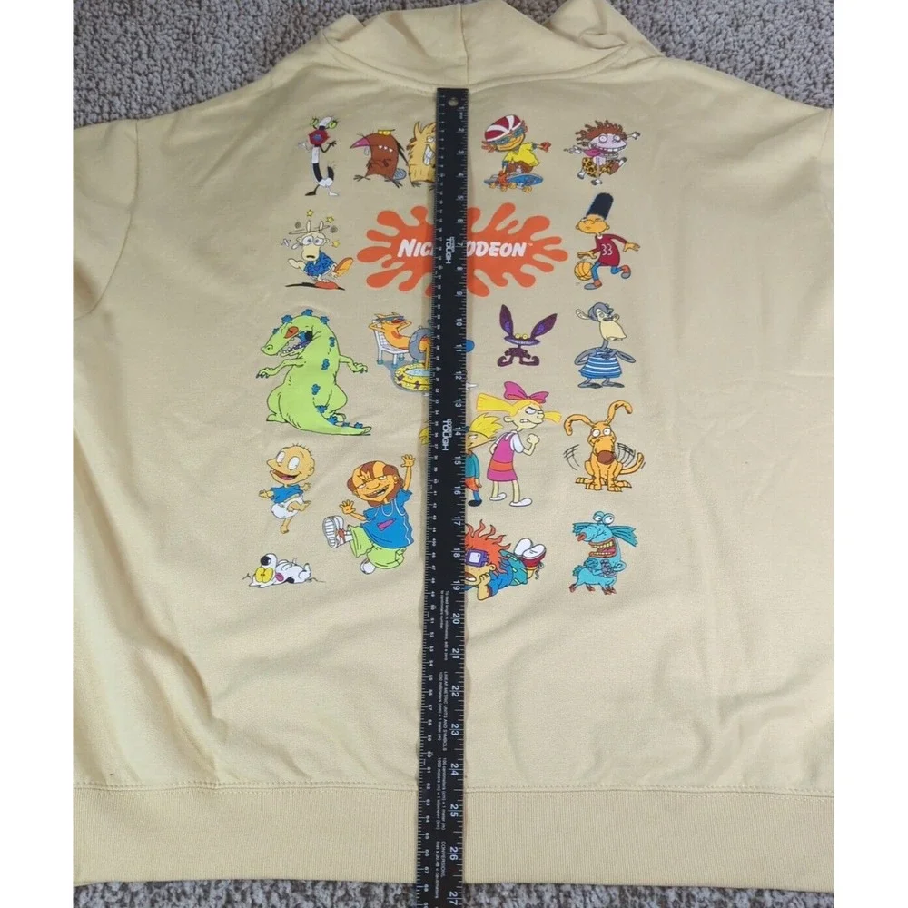 Nickelodeon Rugrats/Hey Arnold/Ren & Stimpy/Rocket Power White Hoodie, Men's 2XL